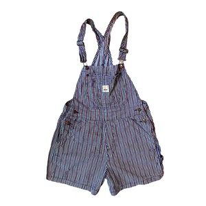 Vintage Striped Denim Overall Shorts